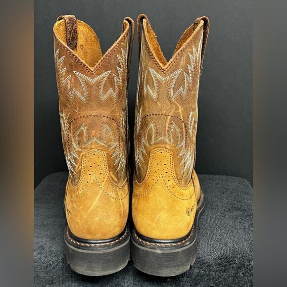 Ariat Round Toe ASTM F2892-18 EH Cowboy Western Leather Work Boots 10 D - Picture 4 of 10